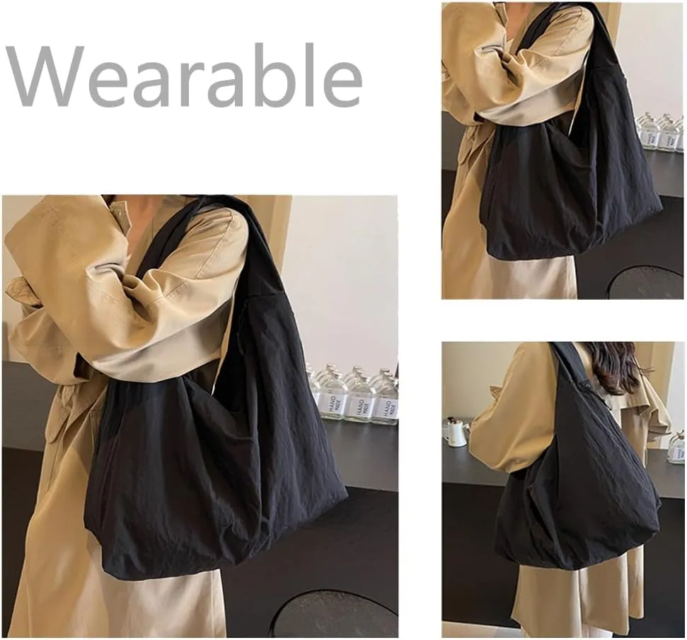 Women's Solid Color Textured Draped Tote Bag Large Capacity Fashion Versatile Shoulder 2025 Versatile Slouchy Hobo Bag