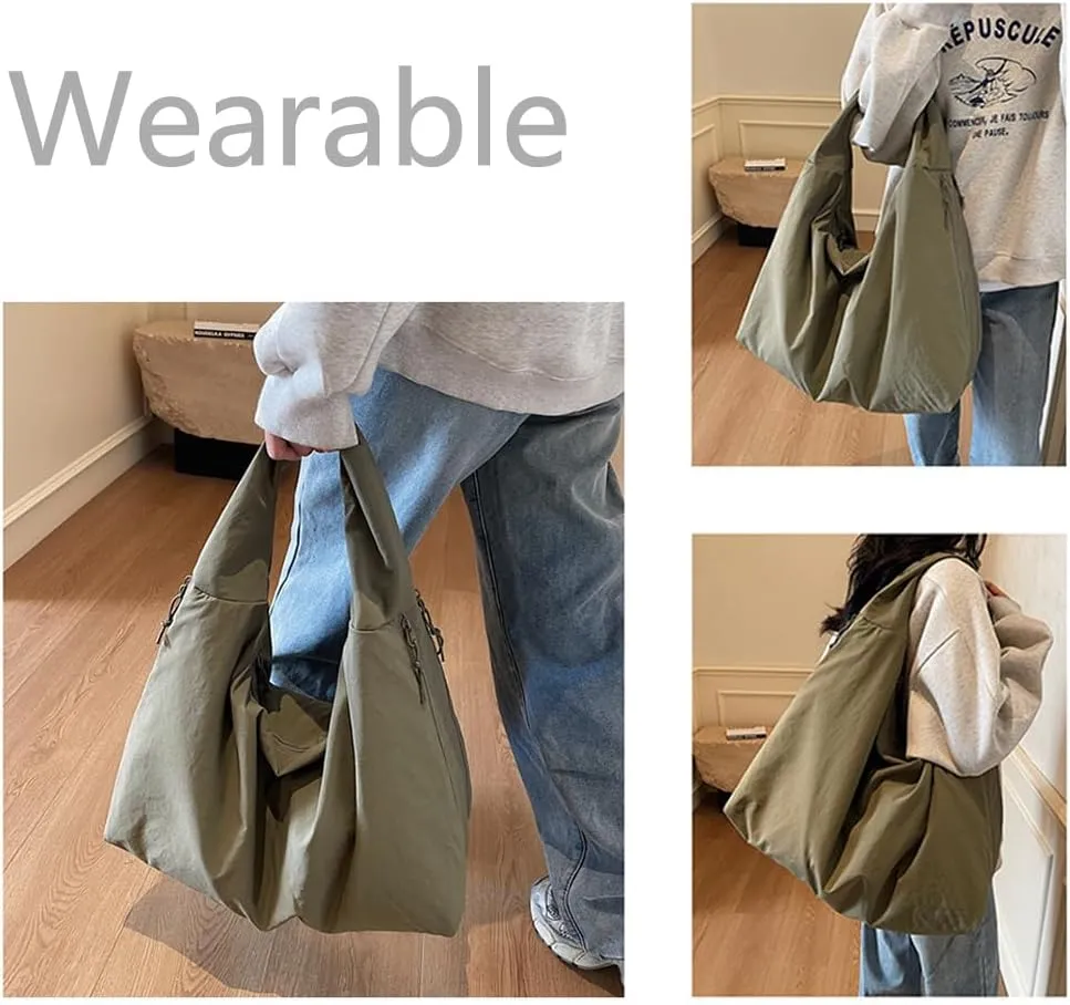 Women's Solid Color Textured Draped Tote Bag Large Capacity Fashion Versatile Shoulder 2025 Versatile Slouchy Hobo Bag