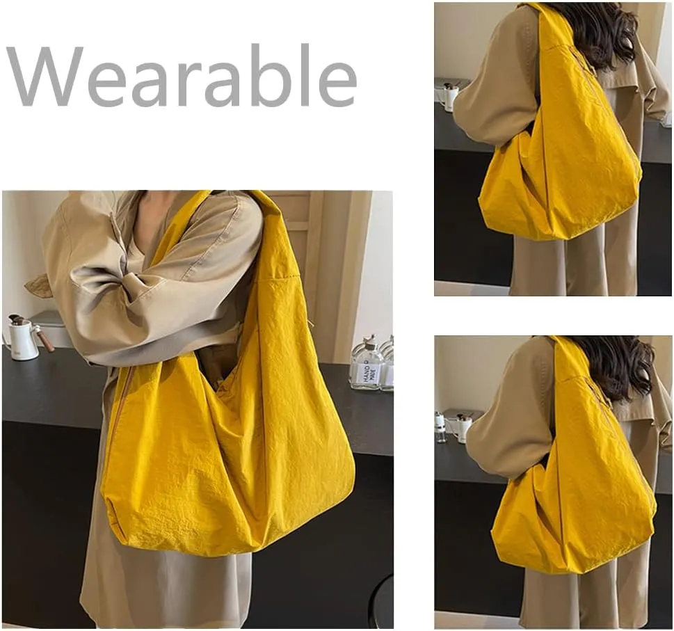 Women's Solid Color Textured Draped Tote Bag Large Capacity Fashion Versatile Shoulder 2025 Versatile Slouchy Hobo Bag