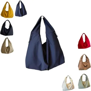 Women's Solid Color Textured Draped Tote Bag Large Capacity Fashion Versatile Shoulder 2025 Versatile Slouchy Hobo Bag