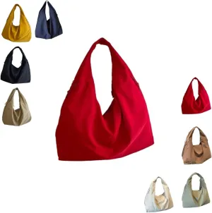 Women's Solid Color Textured Draped Tote Bag Large Capacity Fashion Versatile Shoulder 2025 Versatile Slouchy Hobo Bag