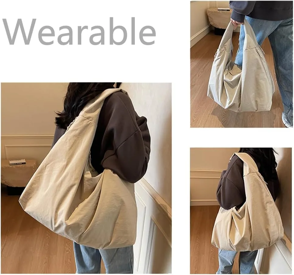 Women's Solid Color Textured Draped Tote Bag Large Capacity Fashion Versatile Shoulder 2025 Versatile Slouchy Hobo Bag