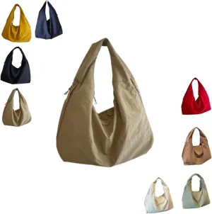 Women's Solid Color Textured Draped Tote Bag Large Capacity Fashion Versatile Shoulder 2025 Versatile Slouchy Hobo Bag