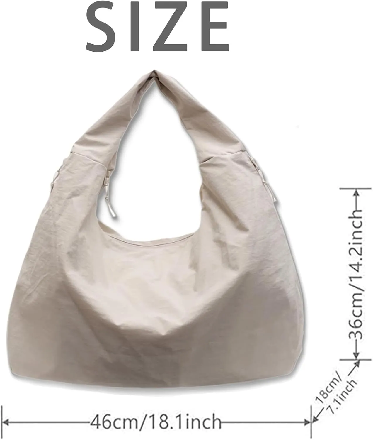 Women's Solid Color Textured Draped Tote Bag, Large Capacity Minimalist Versatile Shoulder Hobo Bag Travel Sport