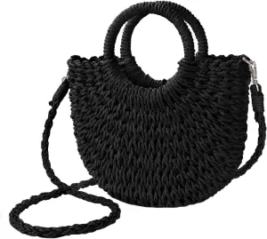 Womens Straw Beach Bag Woven Crossbody Shoulder Bags Top Handle Satchel Handbag Purse for Summer