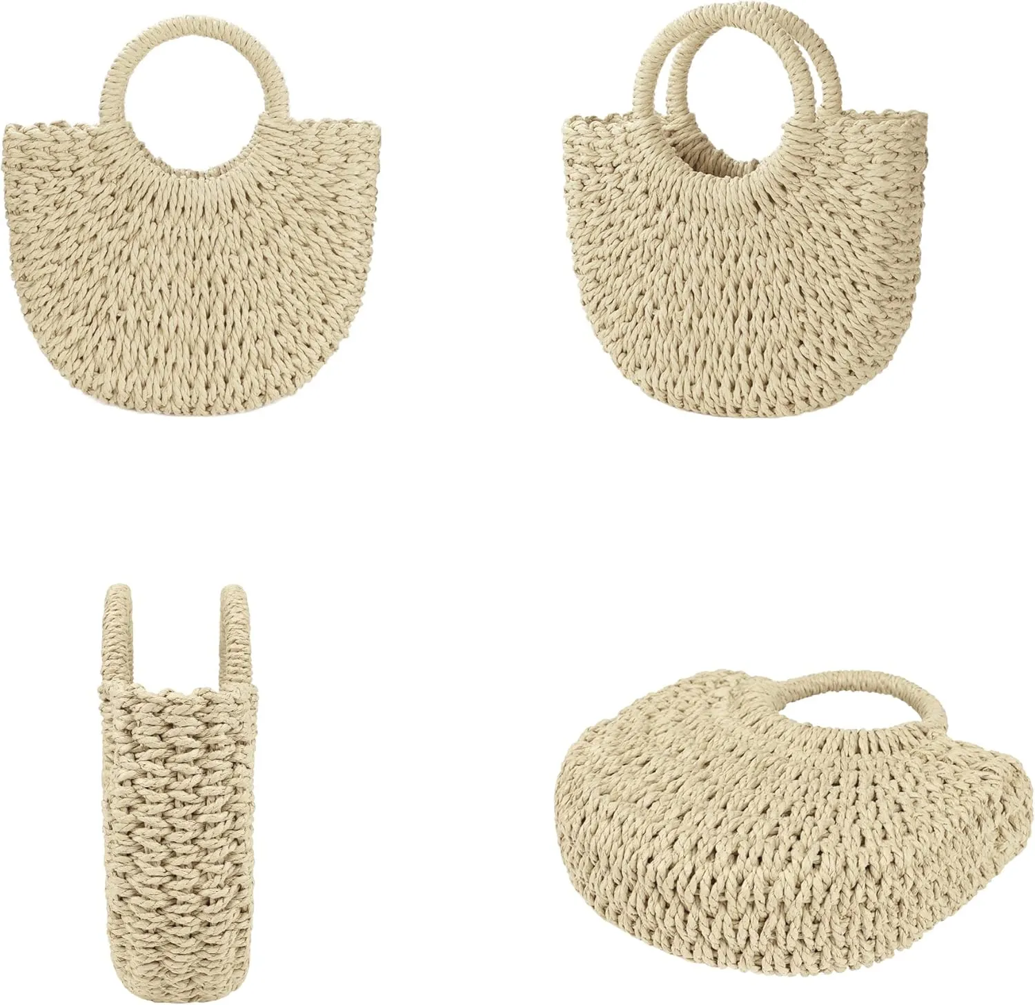 Womens Straw Beach Bag Woven Crossbody Shoulder Bags Top Handle Satchel Handbag Purse for Summer
