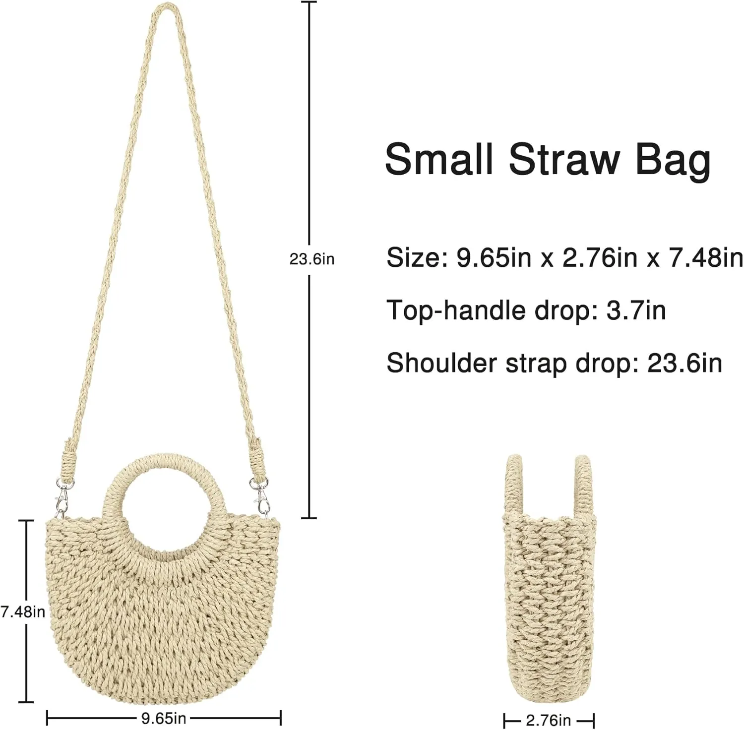 Womens Straw Beach Bag Woven Crossbody Shoulder Bags Top Handle Satchel Handbag Purse for Summer