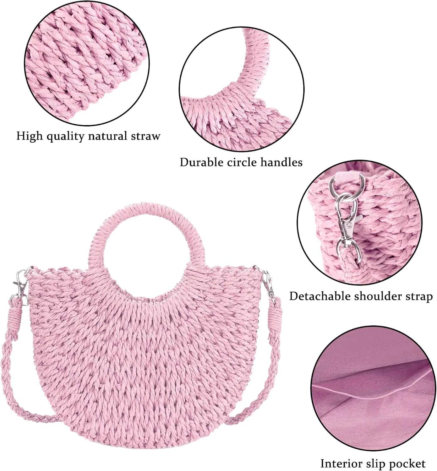 Womens Straw Beach Bag Woven Crossbody Shoulder Bags Top Handle Satchel Handbag Purse for Summer
