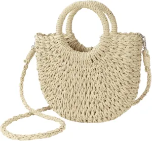 Womens Straw Beach Bag Woven Crossbody Shoulder Bags Top Handle Satchel Handbag Purse for Summer