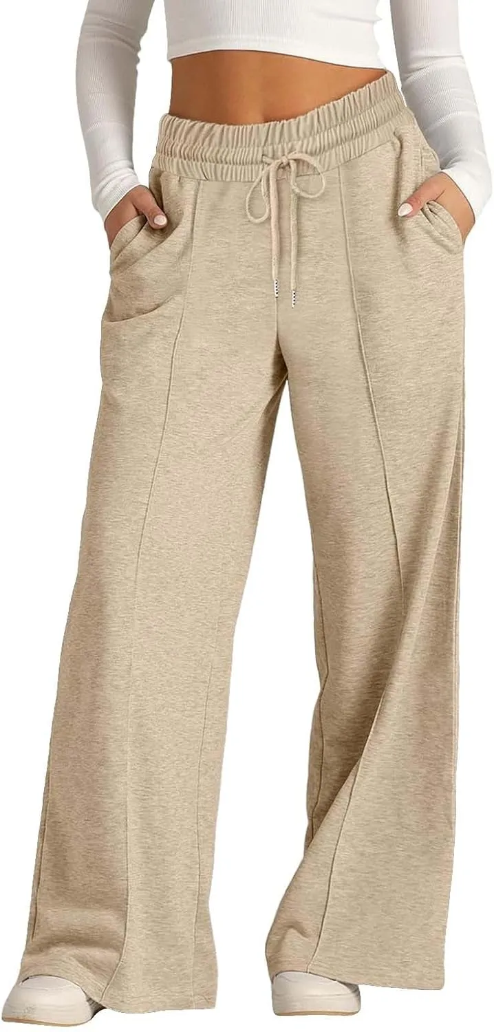 Women's Sweatpants Straight Leg High Waist Casual Drawstring Sweat Pants Workout Athletic Joggers with Pockets