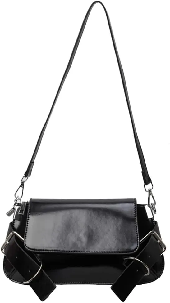 Womens Trendy PU Leather Shoulder Crossbody Bag Small Tote Purse Handbags Y2k Top Handle Satchel with Chain