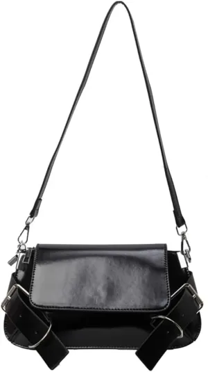 Womens Trendy PU Leather Shoulder Crossbody Bag Small Tote Purse Handbags Y2k Top Handle Satchel with Chain
