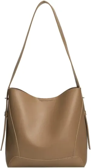 Women's Trendy Tote Bag Vegan Leather Shoulder Crossbody Purse Large Bucket Handbag Soft Top Handle Satchel