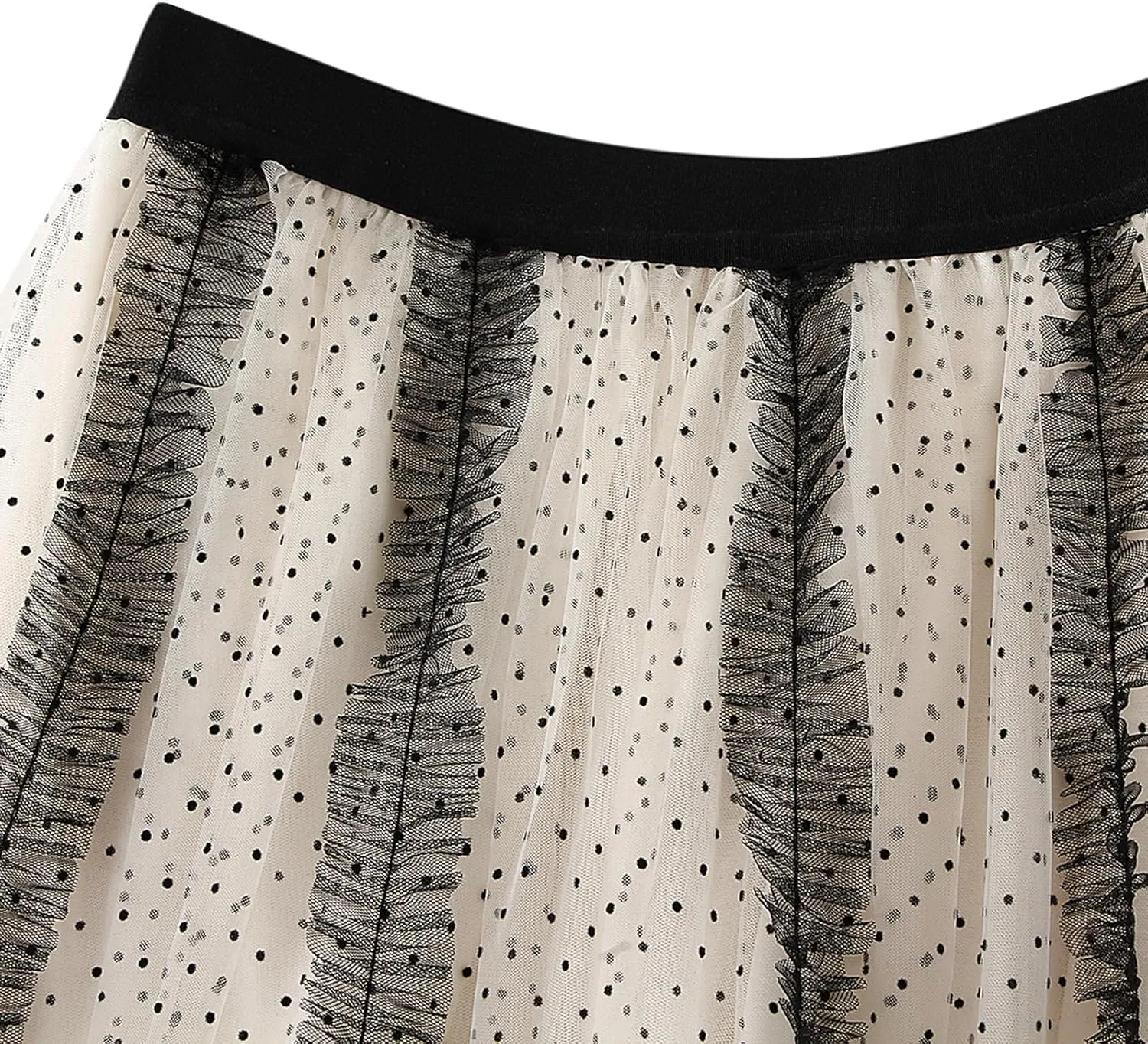 Women's Tulle Midi Skirt Elastic High Waist Layered Pleated Mesh Flowy A-Line Prom Party Long Tutu Skirts