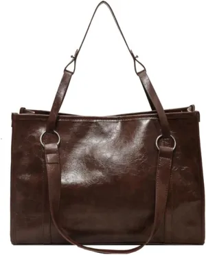 Womens Vintage Shoulder Bags Vegan Leather Crossbody Bag Large Tote Purse Handbag Top Handle Satchel Work