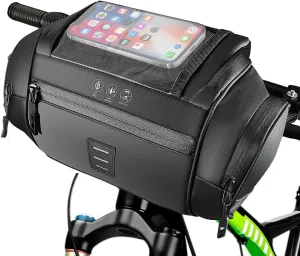 WOTOW Bike Front Handlebar Bag - Large Reflective Bicycle Handlebar Basket Bags Waterproof Storage Pannier for Bike Touchable Transparent Phone Holder Pouch for Men Women Road MTB Outdoor Cycling 4.8L