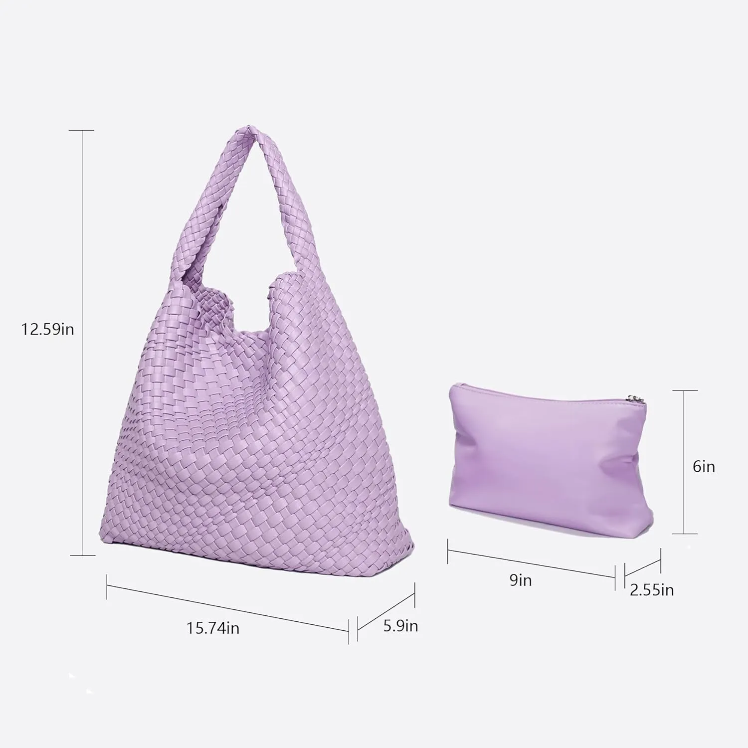 Woven Bag Purses and Handbags for Women, PU Leather Shoulder Bags Top-Handle Bags With Purses