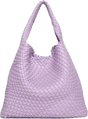Woven Bag Purses and Handbags for Women, PU Leather Shoulder Bags Top-Handle Bags With Purses