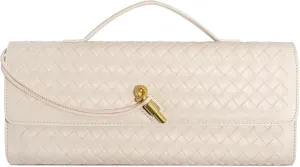 Woven Clutch Purses for Women, Formal Satchel Leather Evening Bag Shoulder Handbag