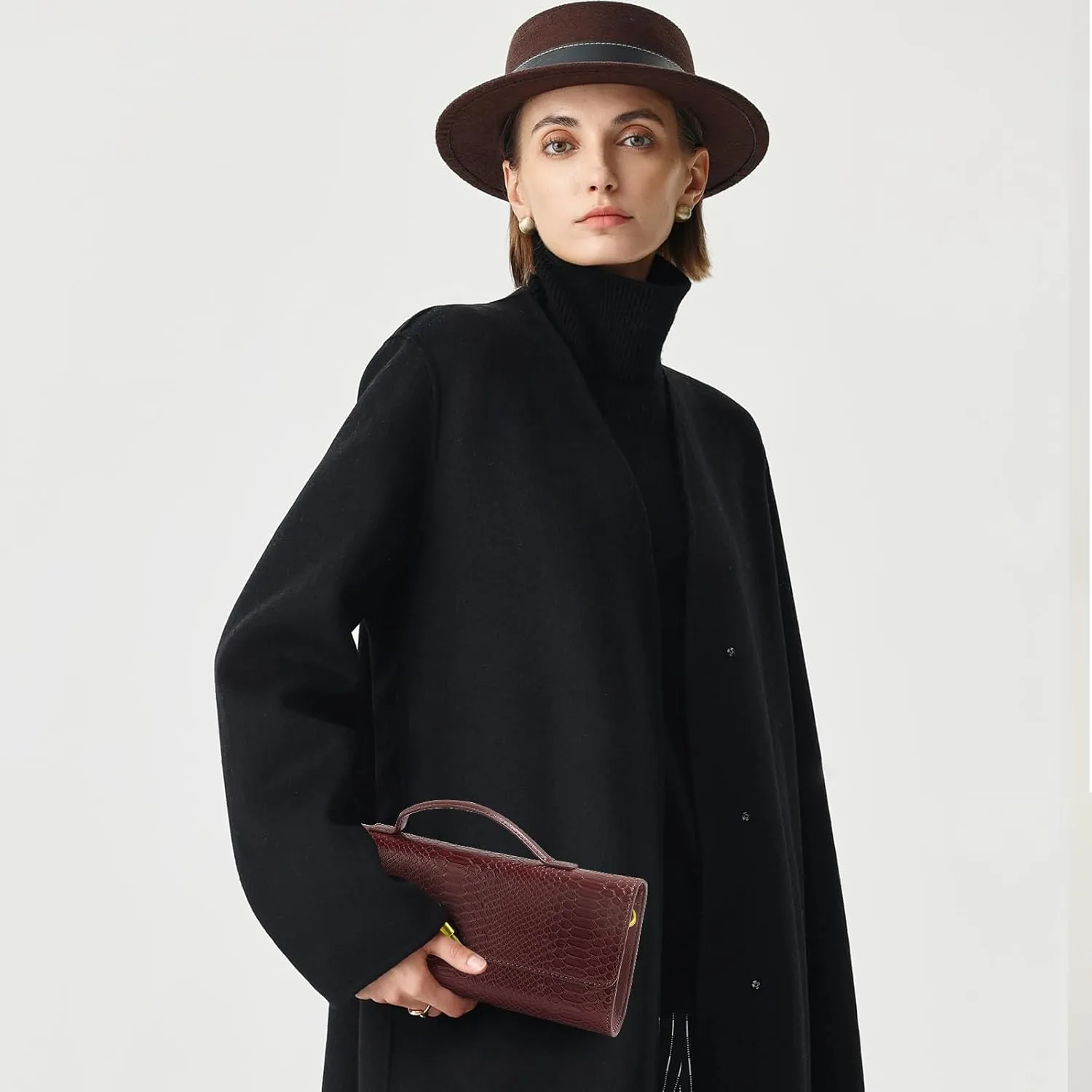 Woven Clutch Purses for Women, Formal Satchel Leather Evening Bag Shoulder Handbag