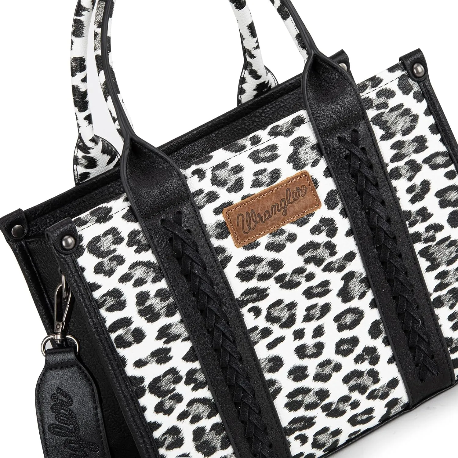Wrangler Cow Print Tote Bag for Women Western Purse Boho Top Handle Satchel Handbag with Signature Strap