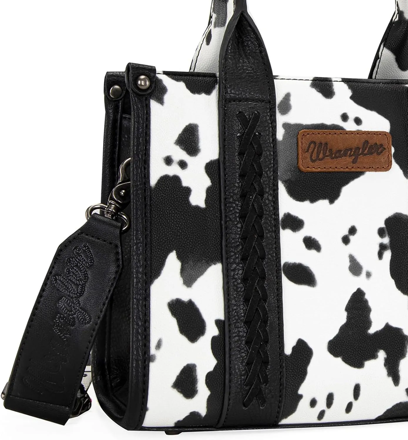 Wrangler Cow Print Tote Bag for Women Western Purse Boho Top Handle Satchel Handbag with Signature Strap