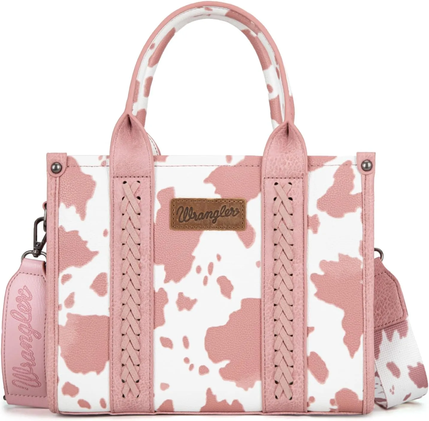 Wrangler Cow Print Tote Bag for Women Western Purse Boho Top Handle Satchel Handbag with Signature Strap