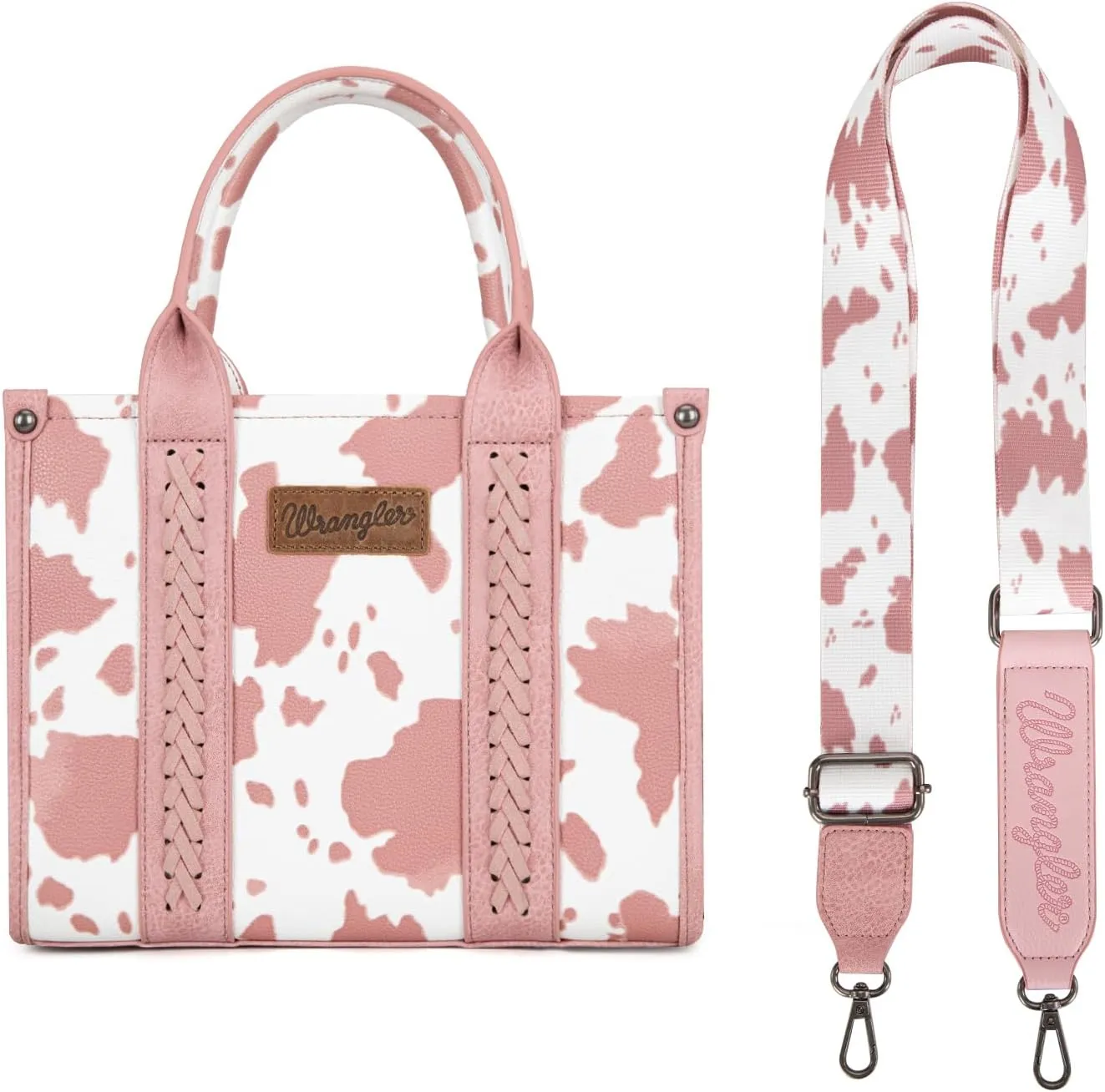 Wrangler Cow Print Tote Bag for Women Western Purse Boho Top Handle Satchel Handbag with Signature Strap