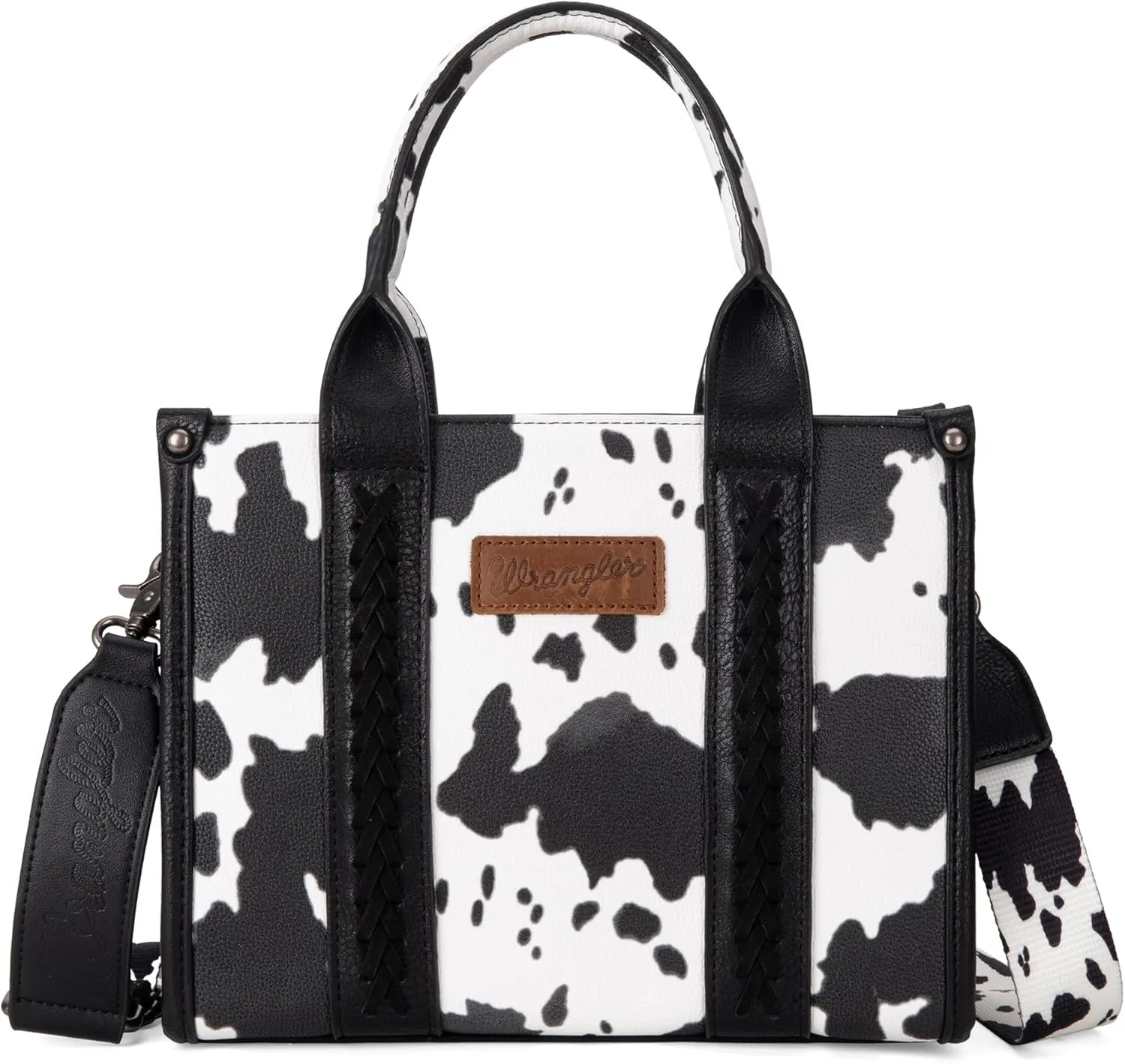 Wrangler Cow Print Tote Bag for Women Western Purse Boho Top Handle Satchel Handbag with Signature Strap