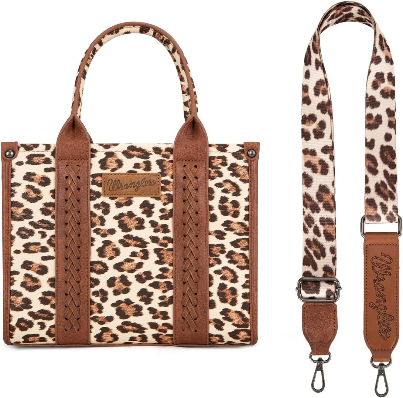 Wrangler Cow Print Tote Bag for Women Western Purse Boho Top Handle Satchel Handbag with Signature Strap
