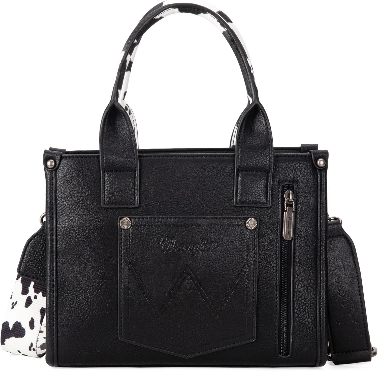 Wrangler Cow Print Tote Bag for Women Western Purse Boho Top Handle Satchel Handbag with Signature Strap