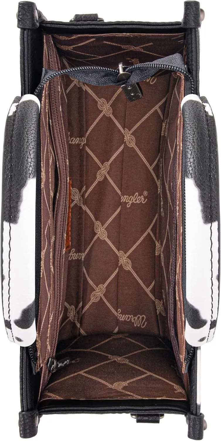 Wrangler Cow Print Tote Bag for Women Western Purse Boho Top Handle Satchel Handbag with Signature Strap