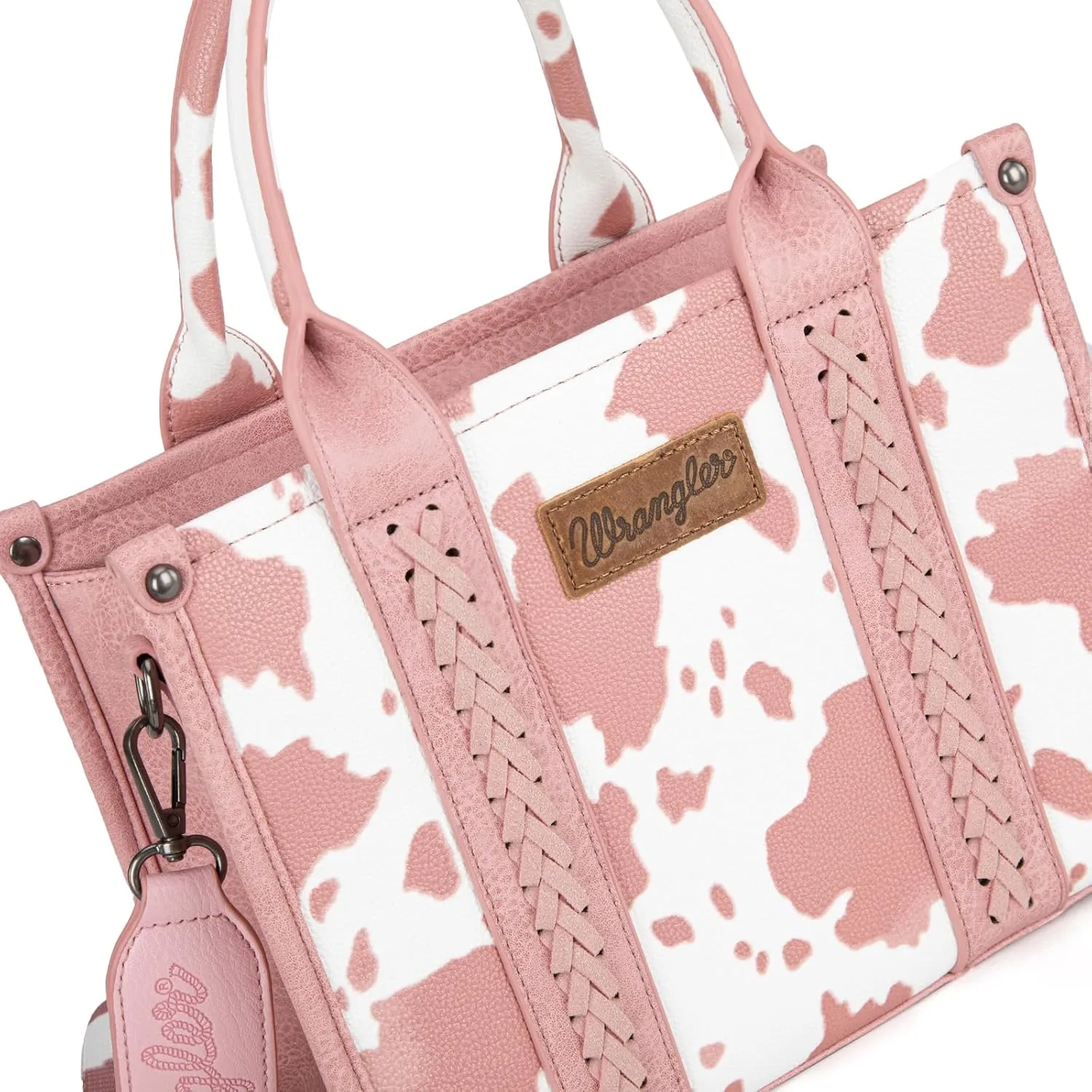 Wrangler Cow Print Tote Bag for Women Western Purse Boho Top Handle Satchel Handbag with Signature Strap