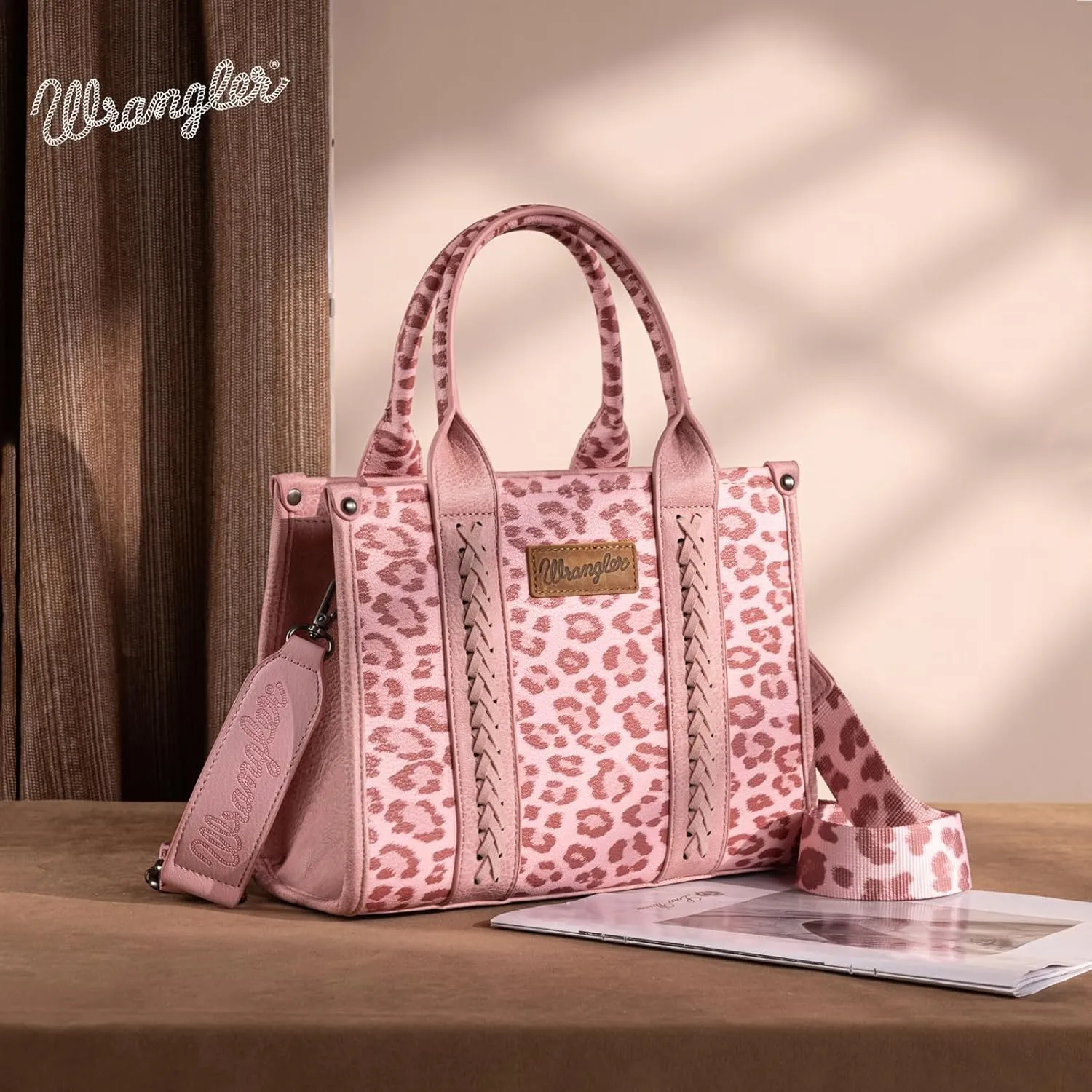 Wrangler Cow Print Tote Bag for Women Western Purse Boho Top Handle Satchel Handbag with Signature Strap