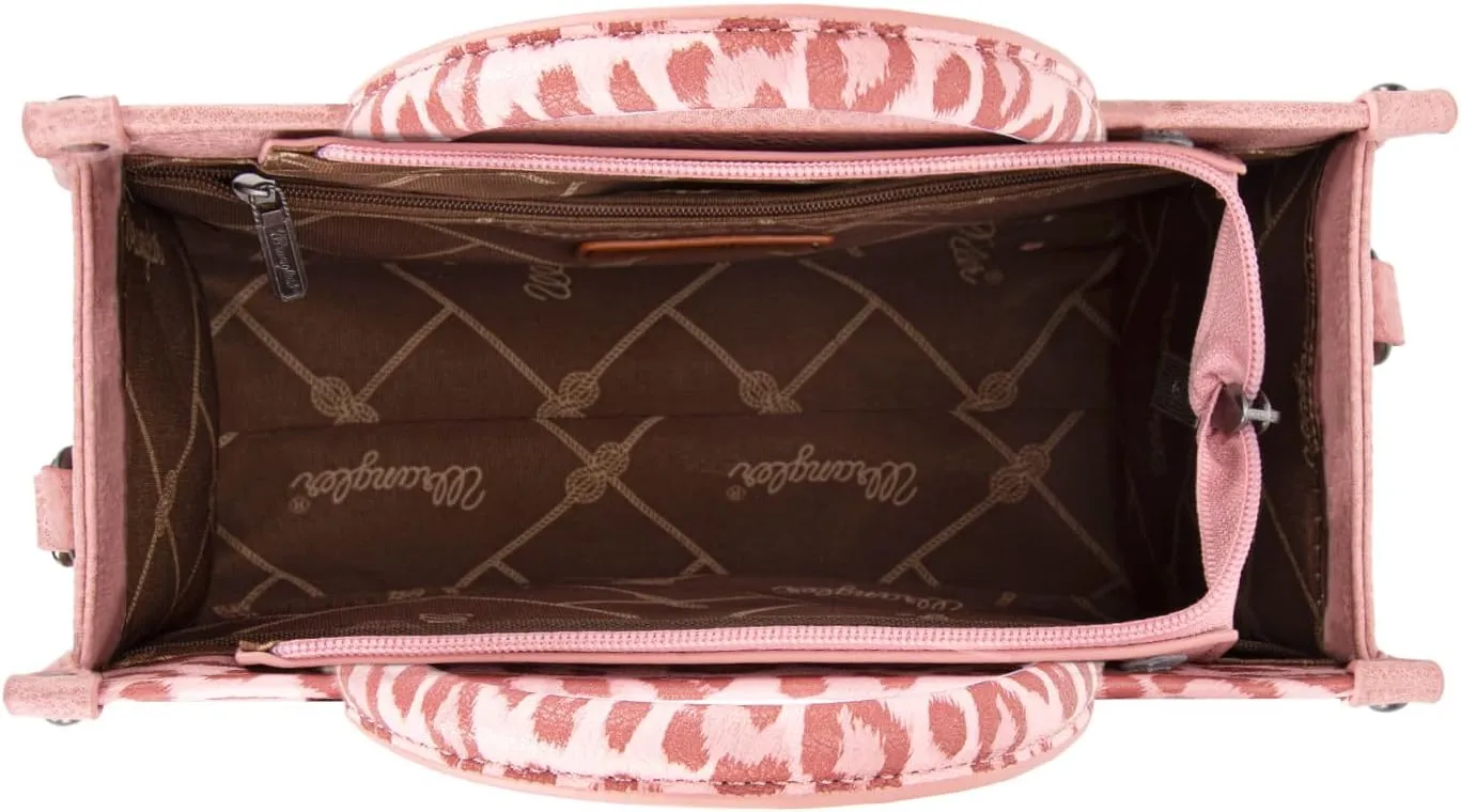 Wrangler Cow Print Tote Bag for Women Western Purse Boho Top Handle Satchel Handbag with Signature Strap