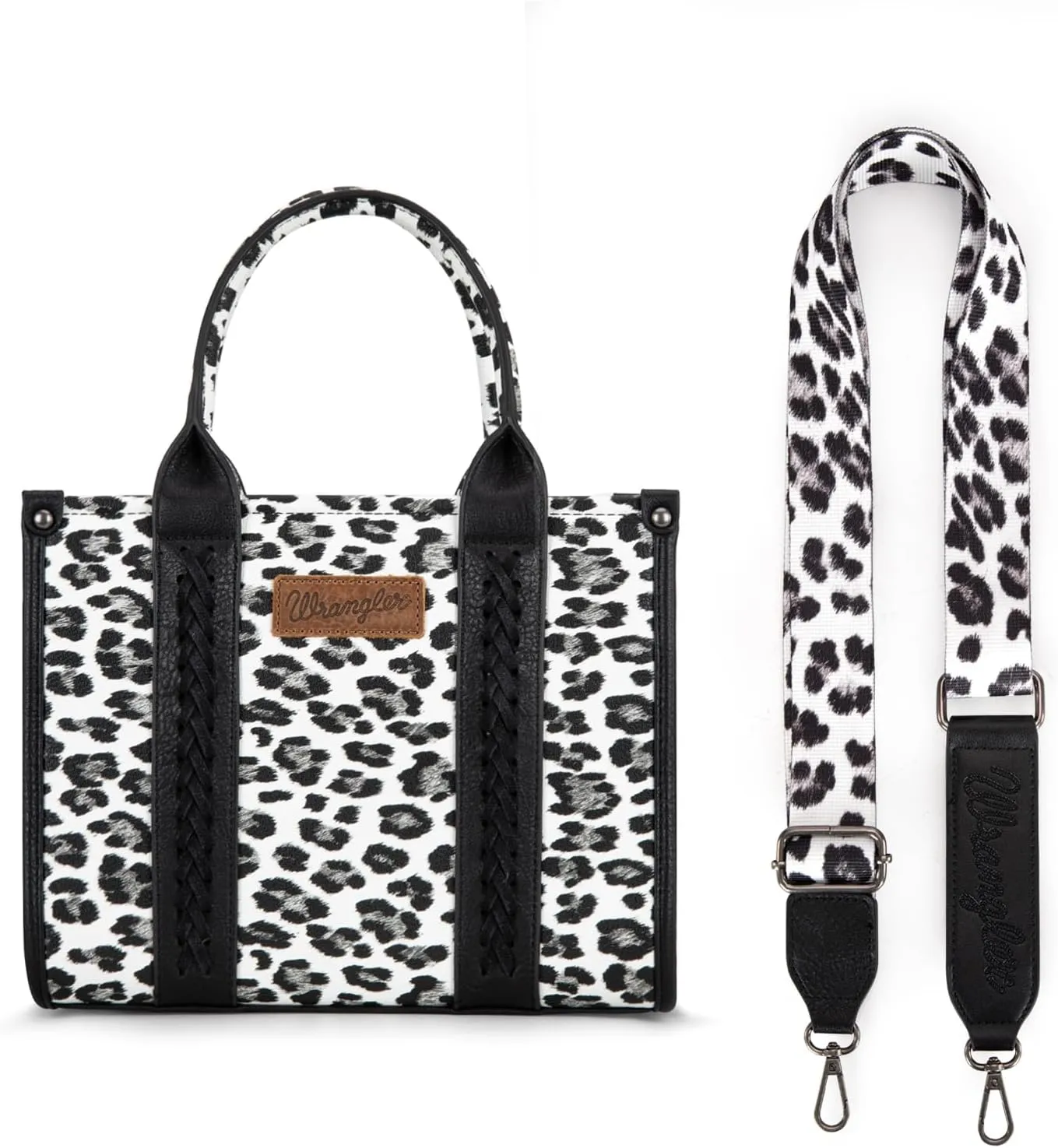 Wrangler Cow Print Tote Bag for Women Western Purse Boho Top Handle Satchel Handbag with Signature Strap