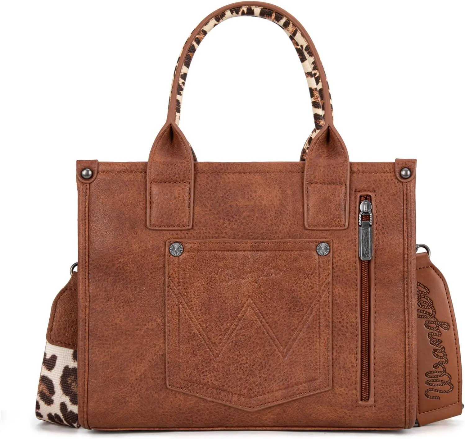 Wrangler Cow Print Tote Bag for Women Western Purse Boho Top Handle Satchel Handbag with Signature Strap