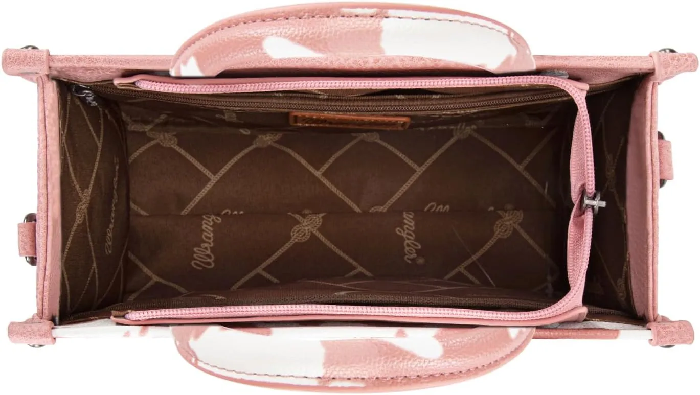 Wrangler Cow Print Tote Bag for Women Western Purse Boho Top Handle Satchel Handbag with Signature Strap