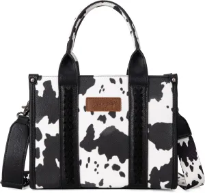 Wrangler Cow Print Tote Bag for Women Western Purse Boho Top Handle Satchel Handbag with Signature Strap