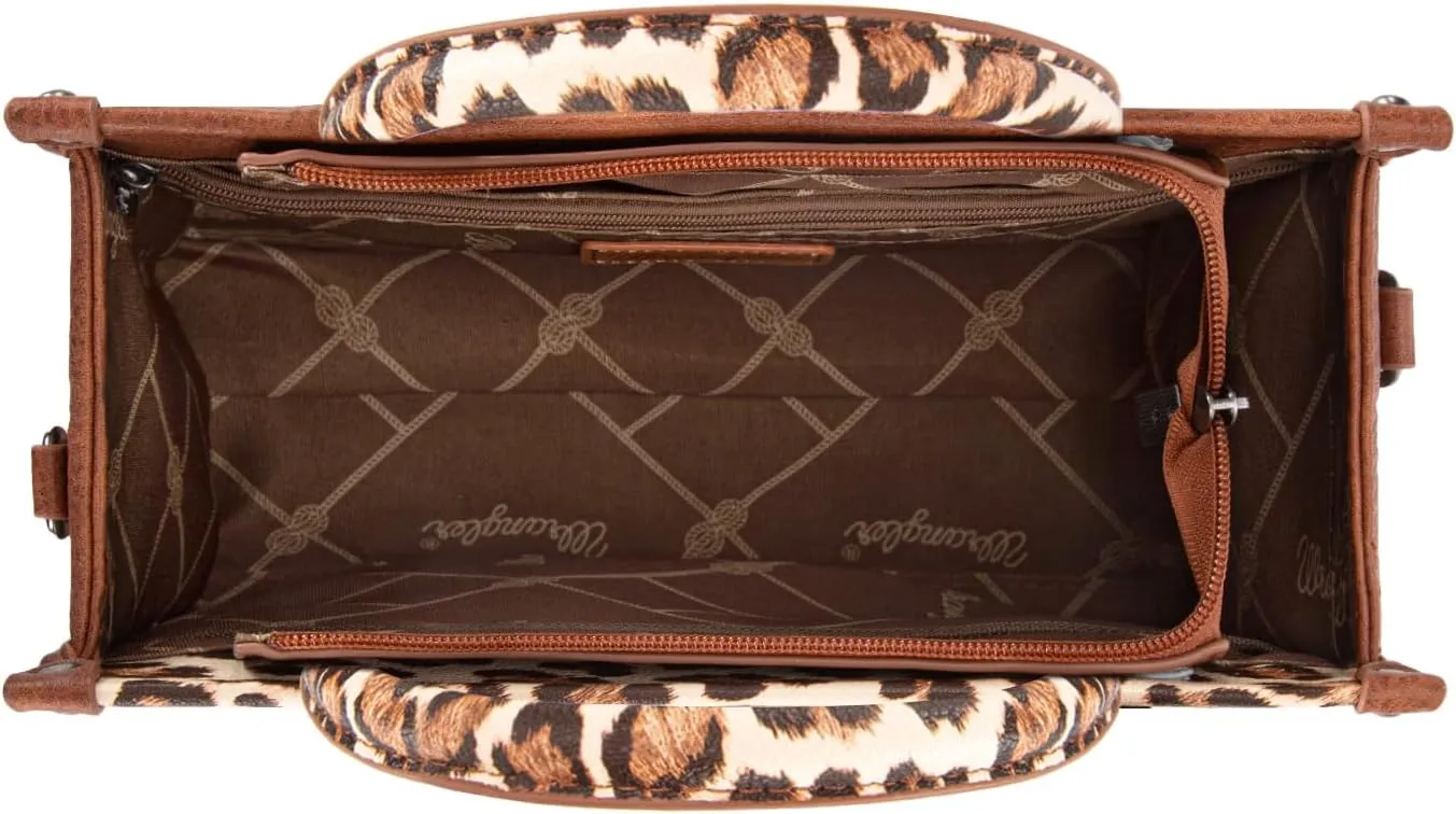Wrangler Cow Print Tote Bag for Women Western Purse Boho Top Handle Satchel Handbag with Signature Strap