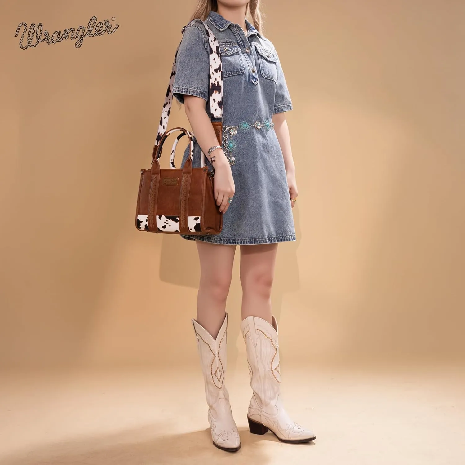 Wrangler Purse Medium Tote Bags for Women with Card Holder Wallet Satchel Top-handle Handbags
