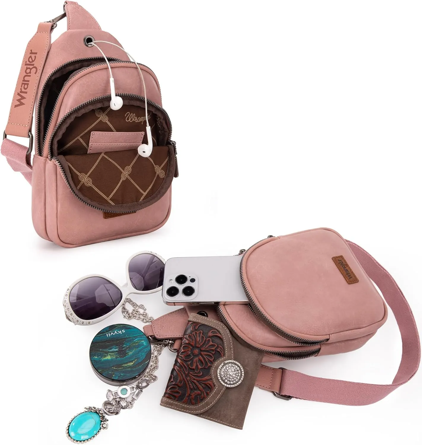 Wrangler Small Crossbody Sling Bags for Women Fanny Packs Chest Bag for Travel Gift