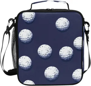 Wudan Golf Balls Navy Blue Insulated Lunch Bags for Girls Crossbody Lady Lunch Pack for Kitchen University