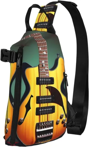 WURTON Guitar Bass Music Musical Instruments Print Lightweight Adjustable Crossbody Backpack Daypack For Men,Women Sling Bag