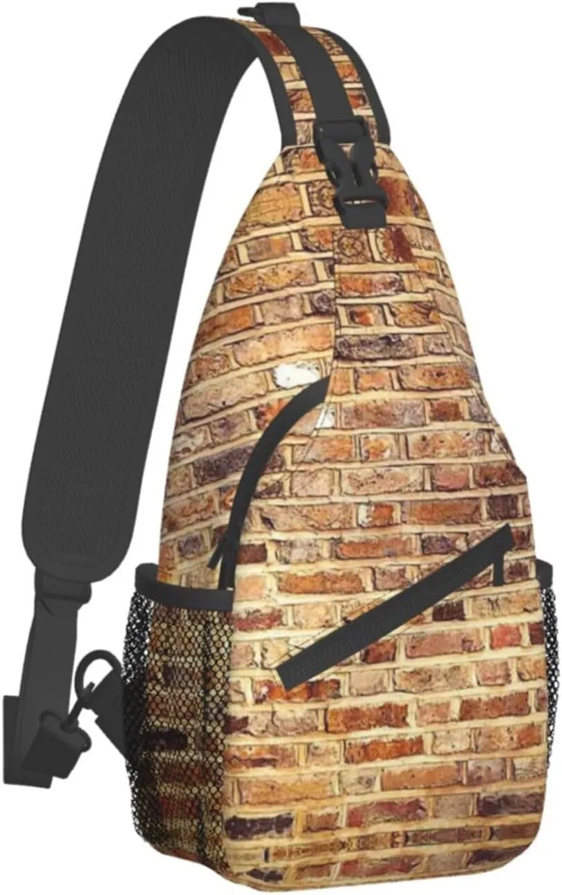 WURTON Industrial Brick Wall Background Print Trendy Casual Daypack Versatile Crossbody Backpack Shoulder Bag Fashionable Chest Bag