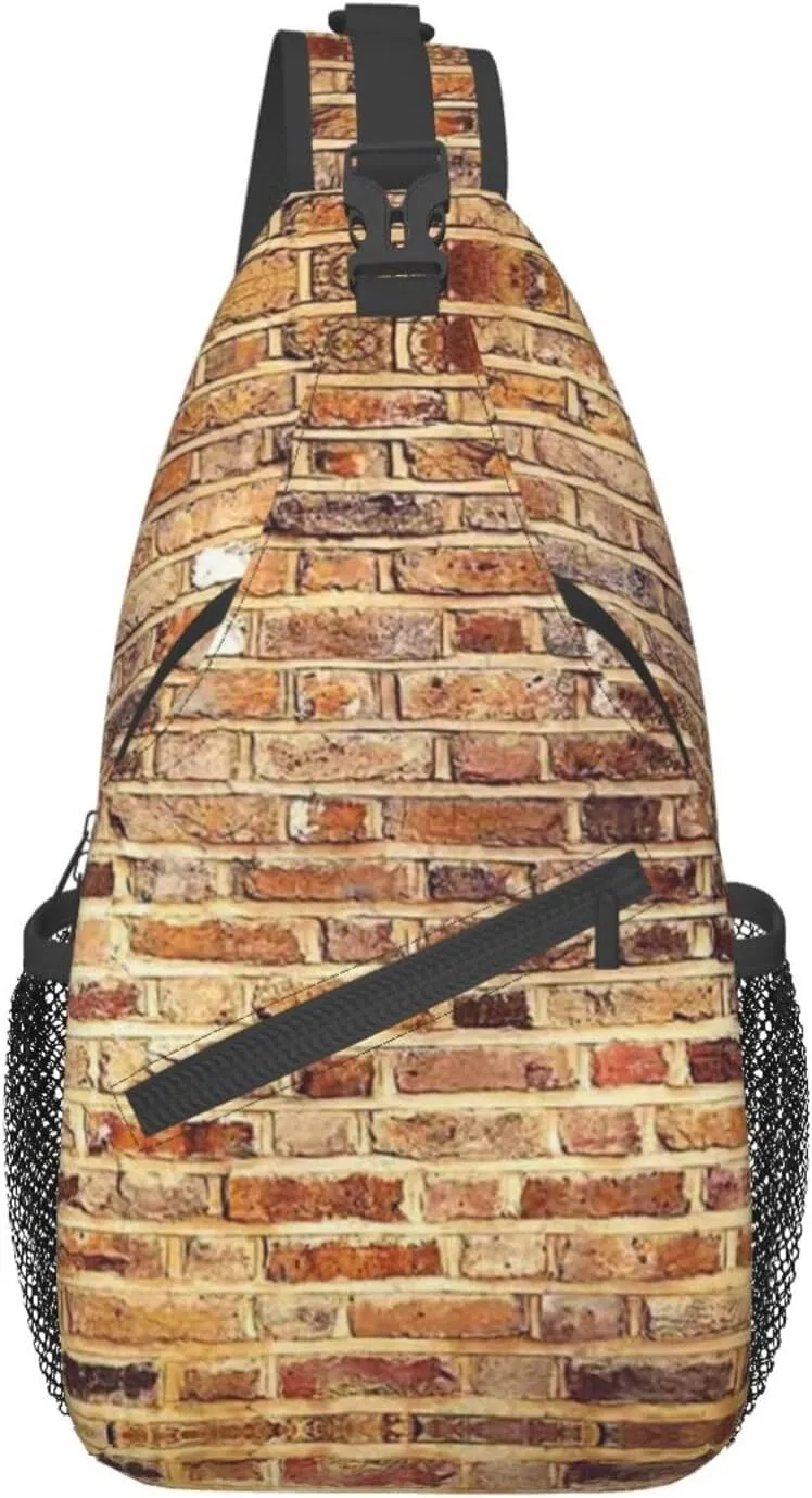 WURTON Industrial Brick Wall Background Print Trendy Casual Daypack Versatile Crossbody Backpack Shoulder Bag Fashionable Chest Bag