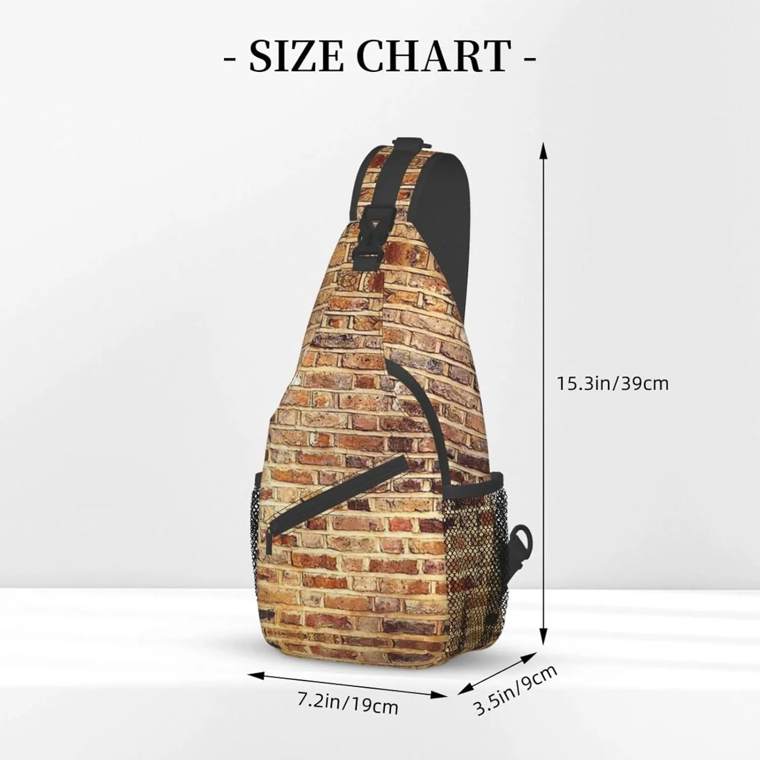 WURTON Industrial Brick Wall Background Print Trendy Casual Daypack Versatile Crossbody Backpack Shoulder Bag Fashionable Chest Bag