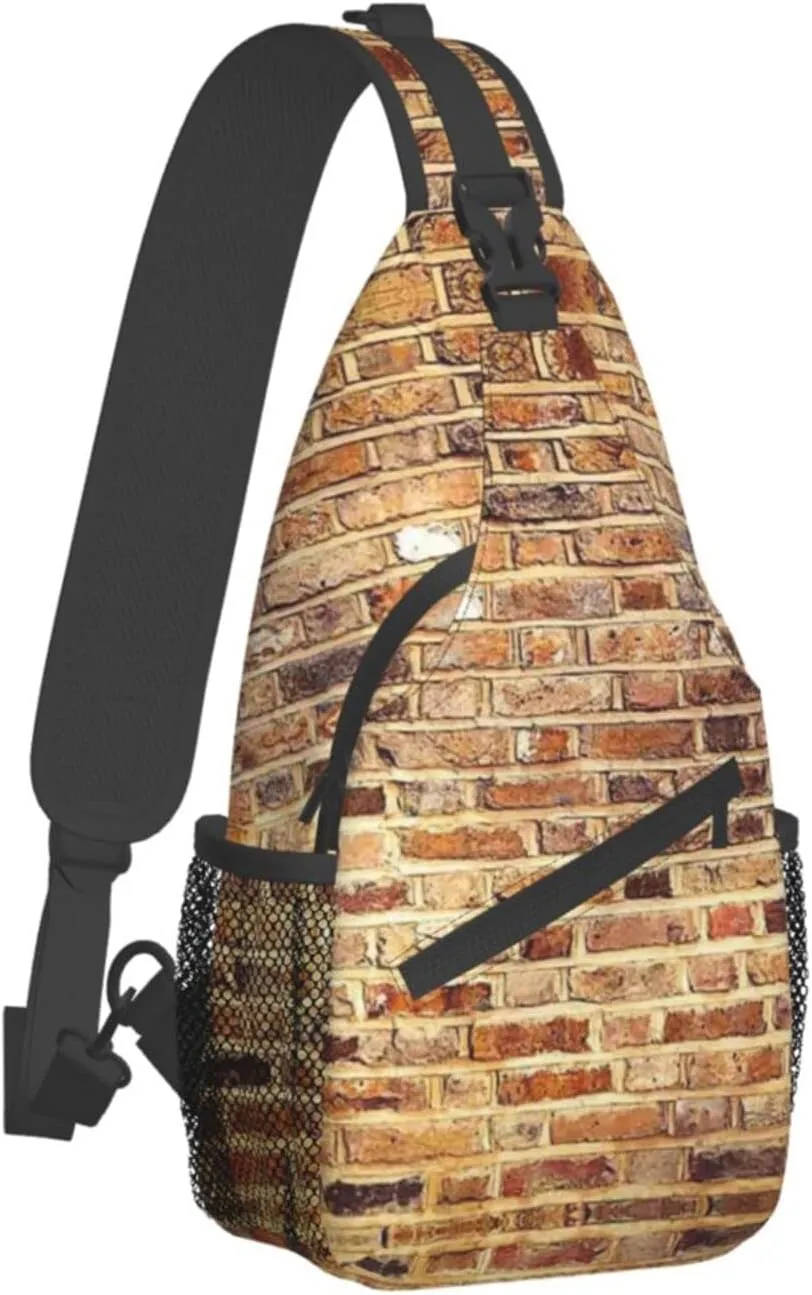 WURTON Industrial Brick Wall Background Print Trendy Casual Daypack Versatile Crossbody Backpack Shoulder Bag Fashionable Chest Bag
