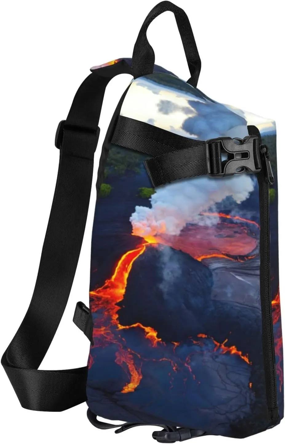 WURTON Kilauea Volcanos Print Crossbody Backpack Cross Pack Lightweight Sling Bag Travel, Hiking