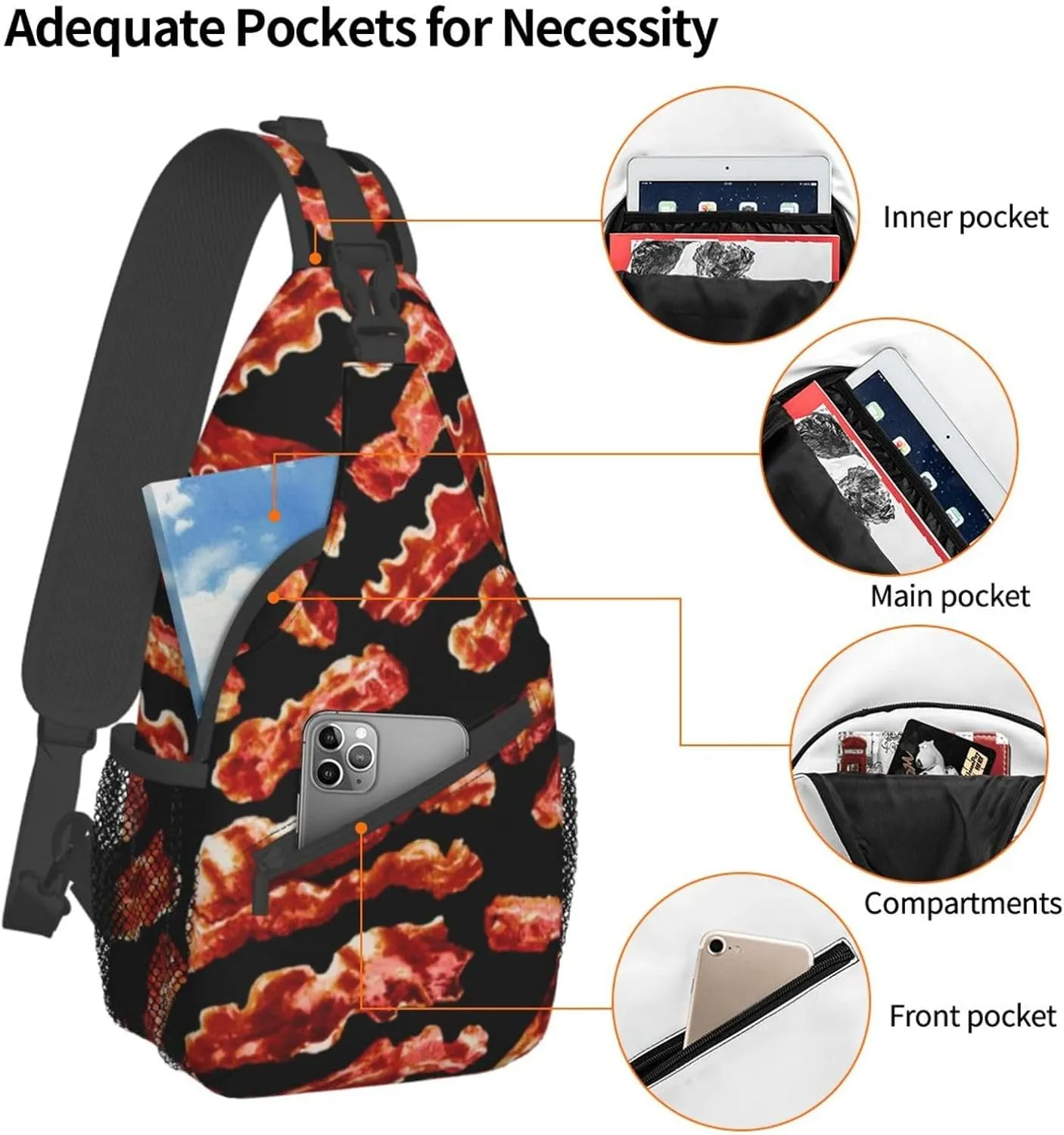 WURTON Programmer Programming Code Print Trendy Casual Daypack Versatile Crossbody Backpack Shoulder Bag Fashionable